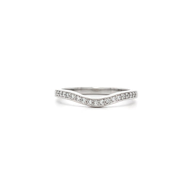 Brilliant Cut Diamond Grain Set Curved Ring in Platinum | 0.13ctw