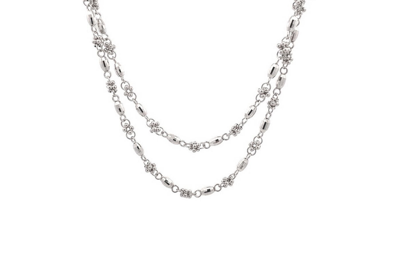 Bead Necklace in White Gold