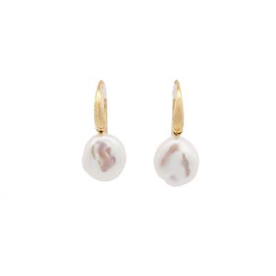 Baroque Pearl Drop Earrings in Yellow Gold - The Village Goldsmith