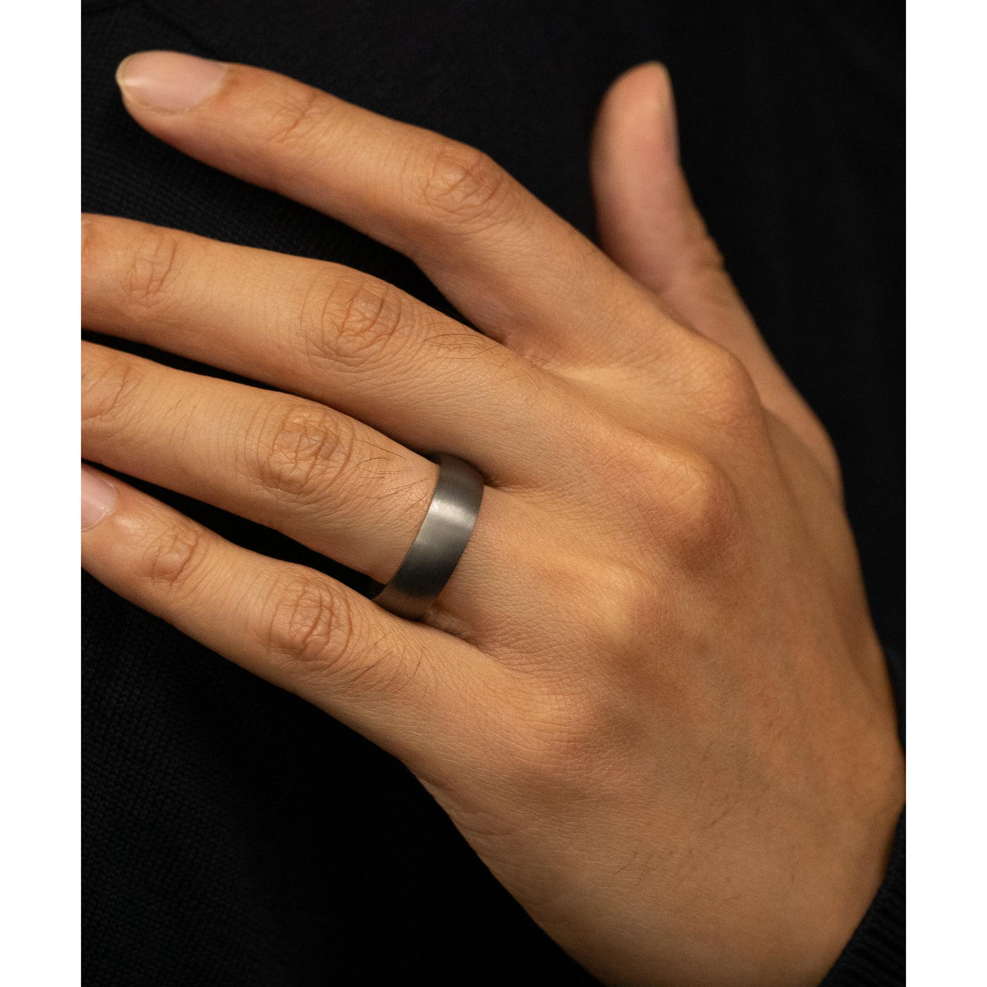 Brushed Tantalum Ring with Gold Inner