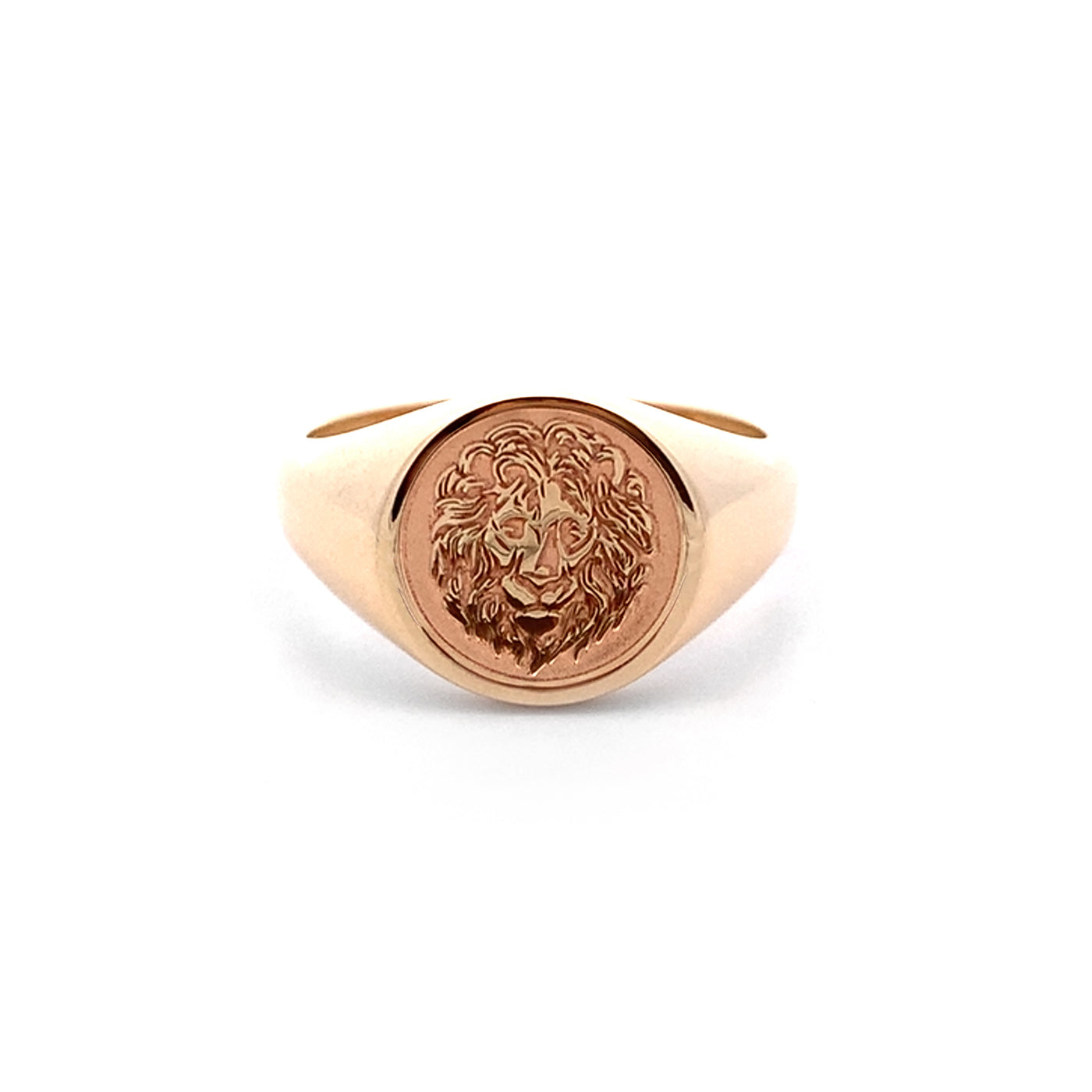 Lion Engraved Signet Ring in Yellow Gold