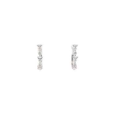 Brilliant and Pear Cut Diamond Huggie Earrings in White Gold | 0.34ctw