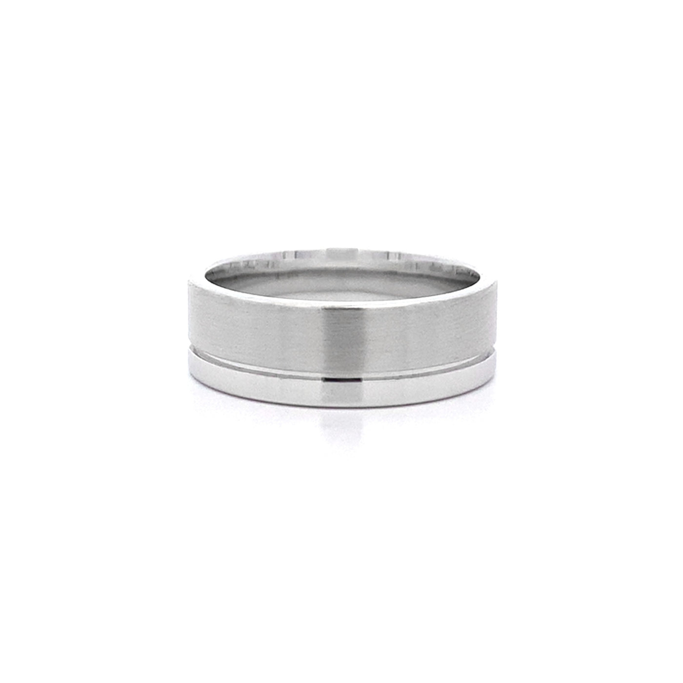 Flat Profile 7.0mm Band with Polished Edge in White Gold