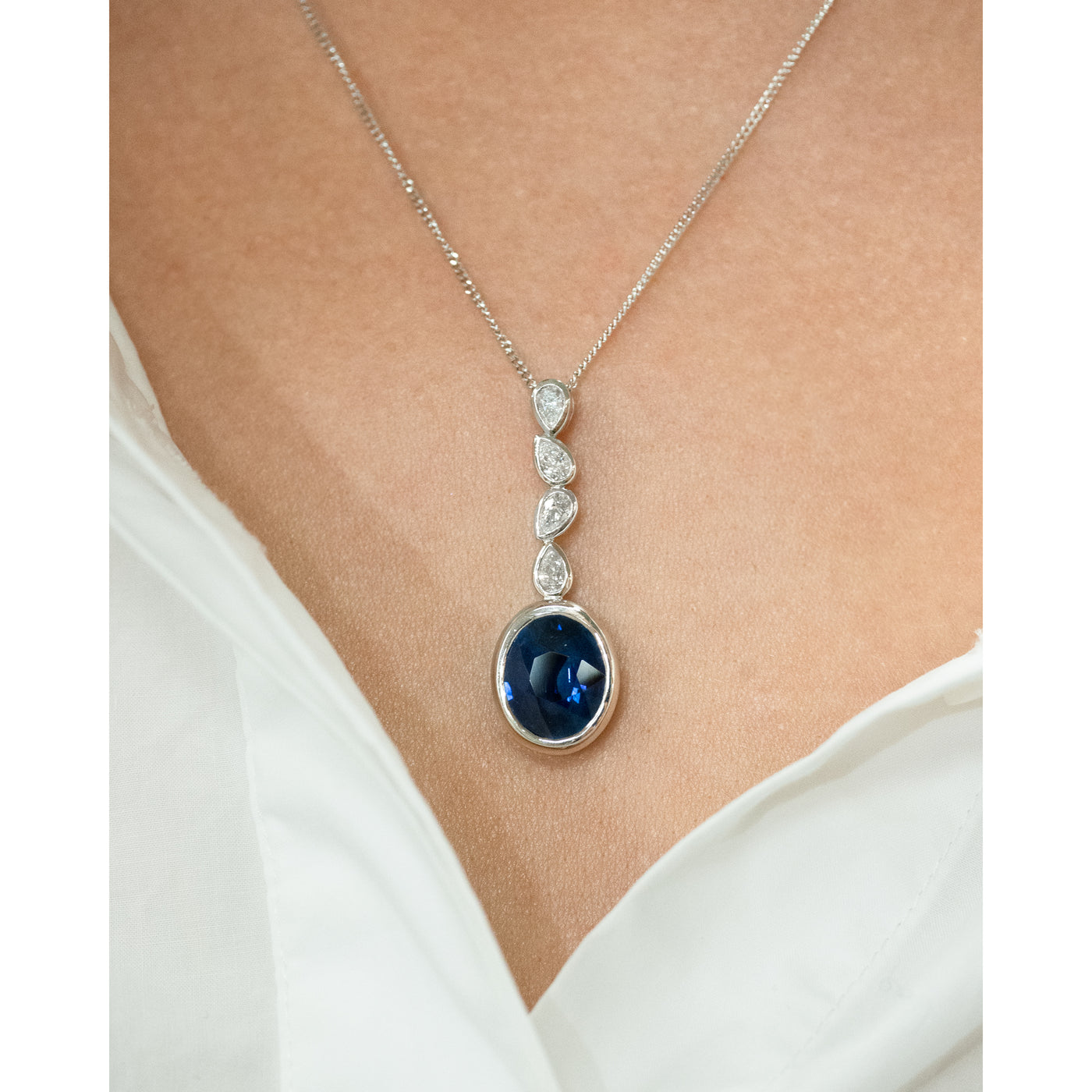 Azure: Sapphire and Diamond Pendant in Platinum | 3.63ct