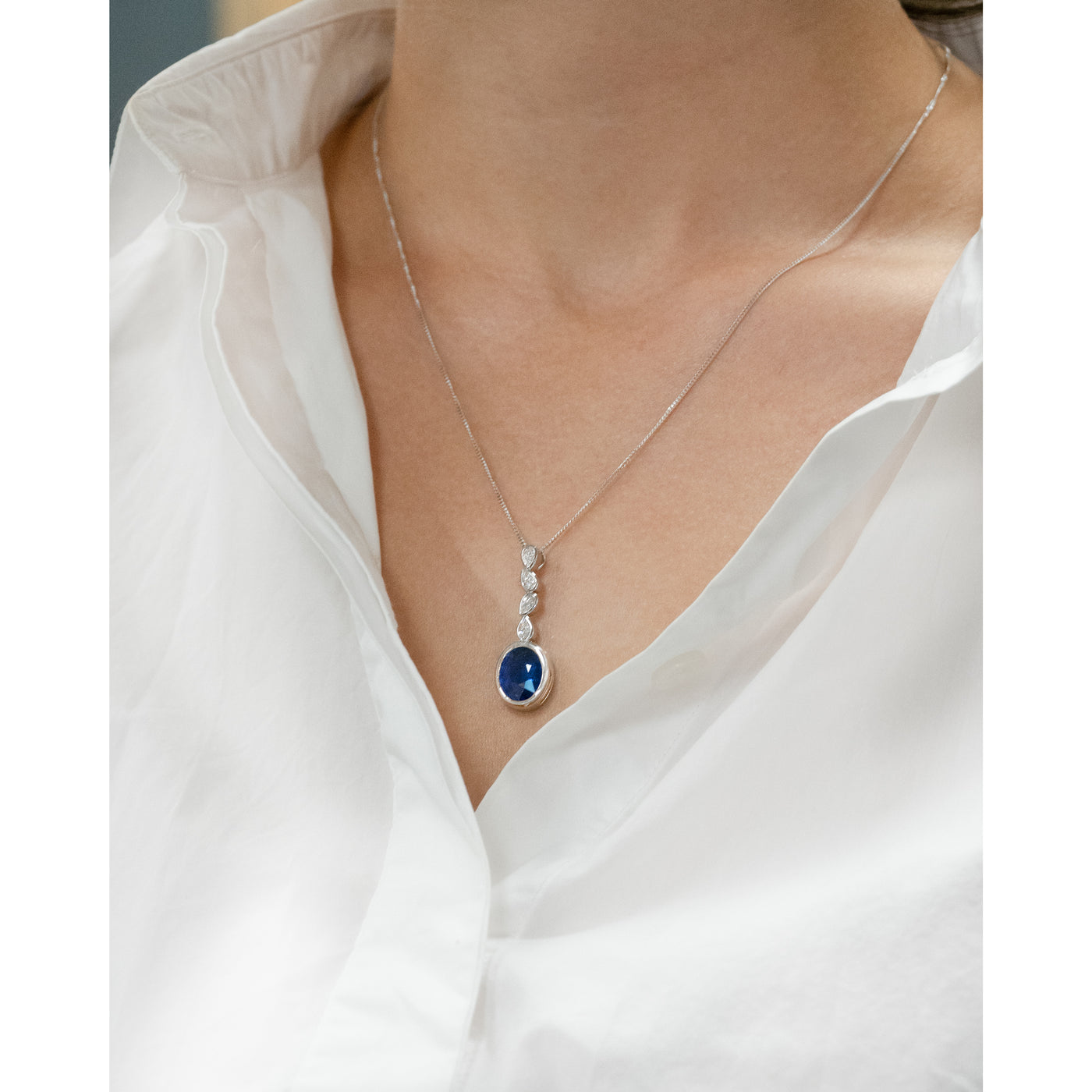 Azure: Sapphire and Diamond Pendant in Platinum | 3.63ct