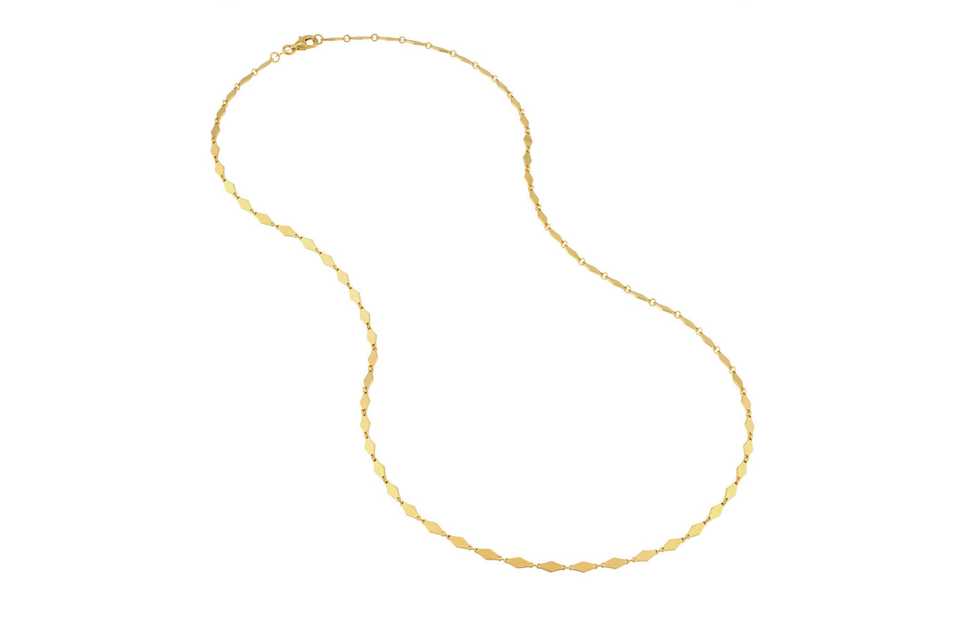 Diamond-Shaped Flat Link Necklace in Yellow Gold