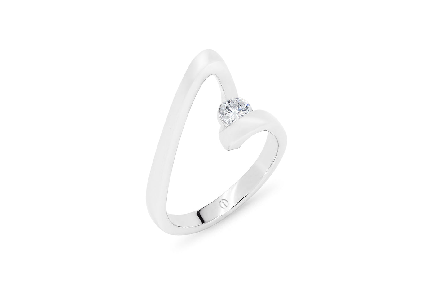Ribbond: Brilliant Cut Diamond Solitaire Ring in Platinum