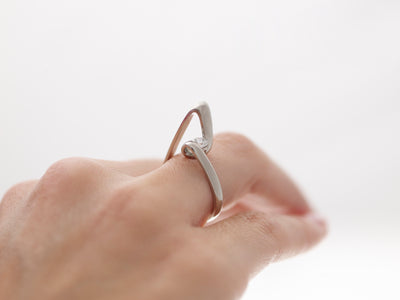 Ribbond: Brilliant Cut Diamond Solitaire Ring in platinum on hand