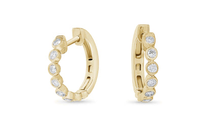 Bezel Set Diamond Huggie Earrings in Gold | 0.36ctw
