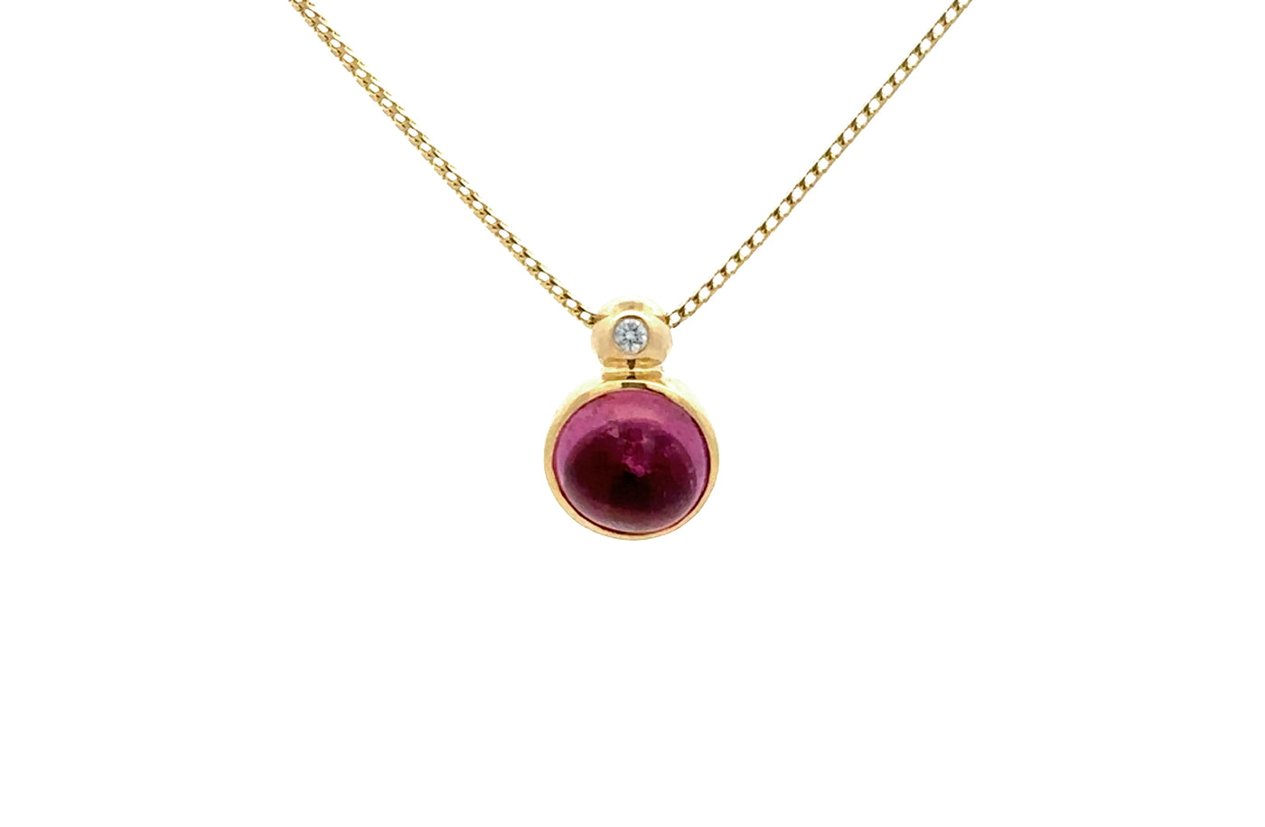 Bubble: Pink Tourmaline and Diamond Necklace in Yellow Gold