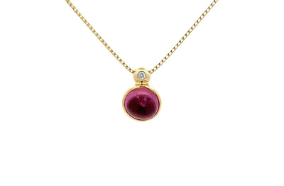 Bubble: Pink Tourmaline and Diamond Necklace in Yellow Gold