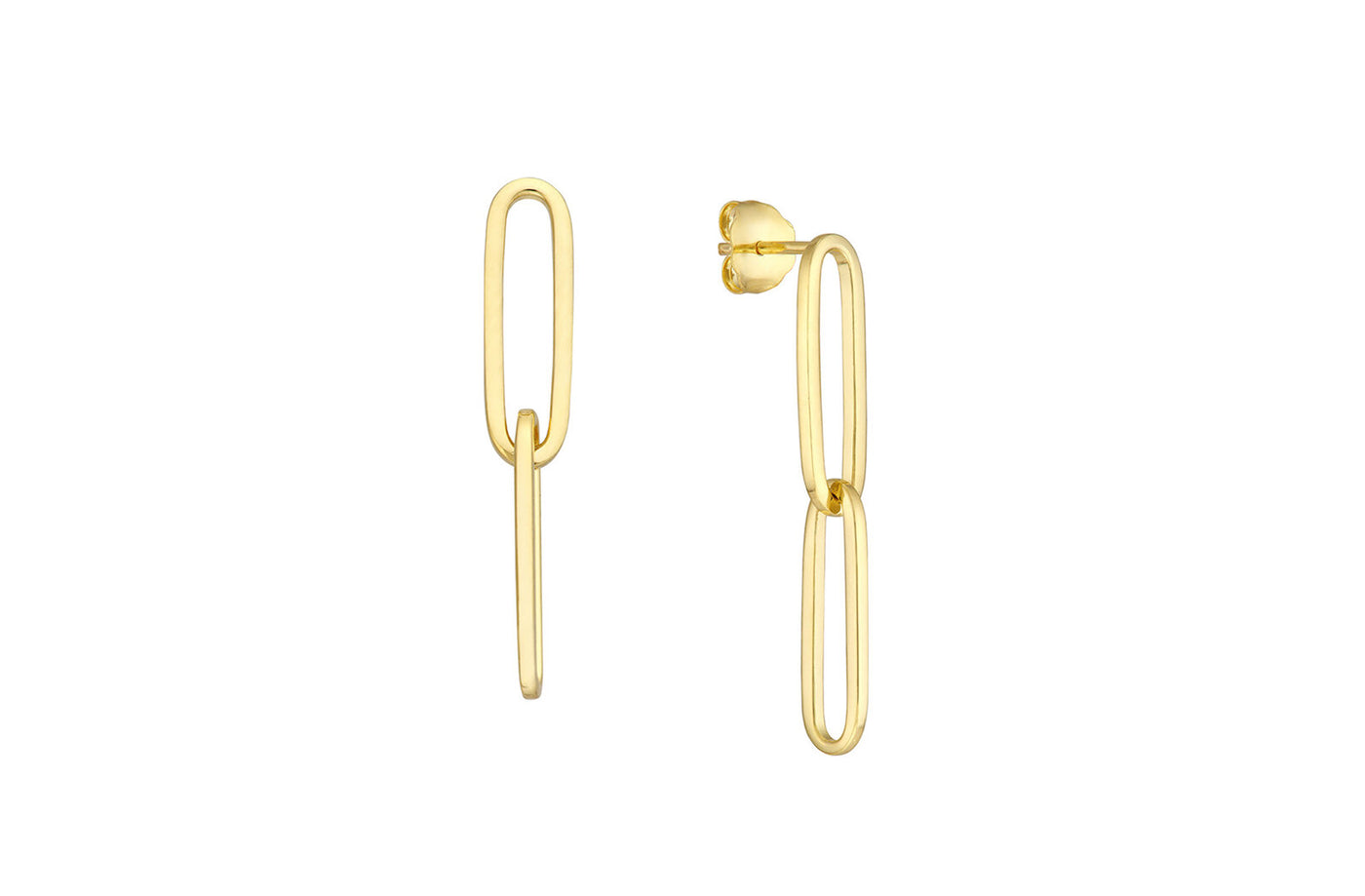 Paperclip Duo Dangle Earrings in Yellow Gold