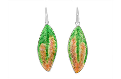 Pōhutukawa Leaf Enamel Earrings