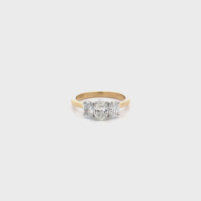 Harmony: Oval Cut Diamond Three Stone Ring in Yellow Gold | 1.50ctw