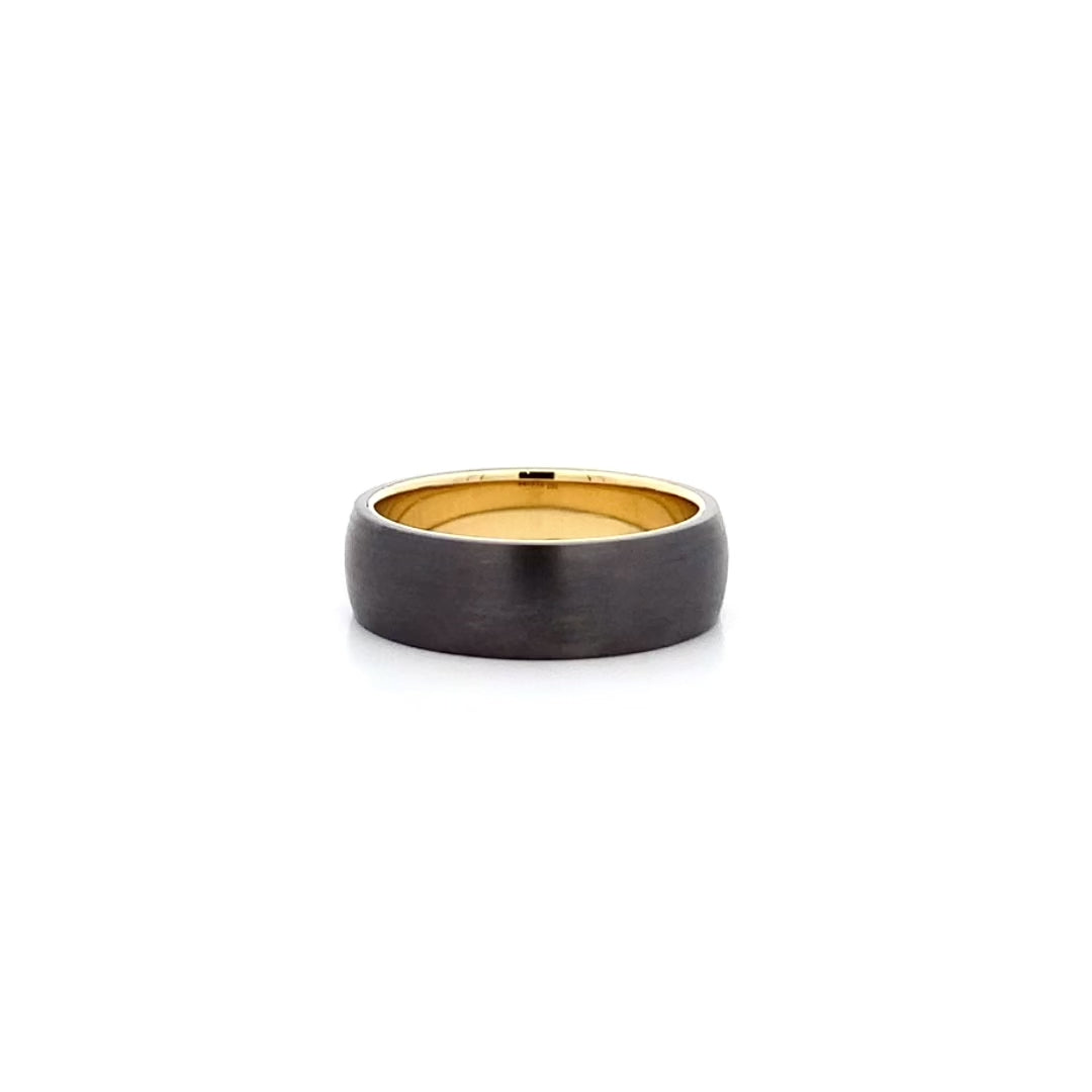 Brushed Tantalum Ring with Gold Inner