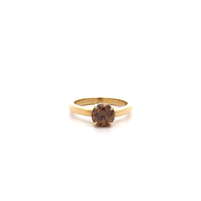 Whiskey: Cognac Diamond Solitaire Ring in Yellow Gold | 1.02ct