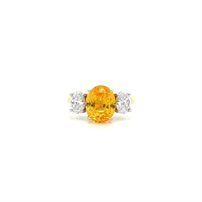 Sapphire and Diamond Three Stone Ring in Yellow Gold | 5.34ct