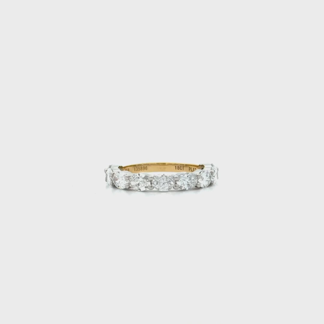 East to West Set Oval Cut Diamond Ring