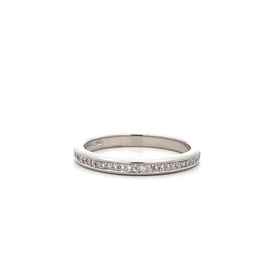 Brilliant Cut Diamond Ring with Milgrain Edge in White Gold | 0.18ctw