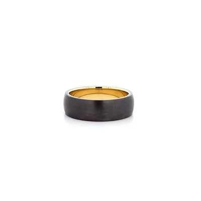 Brushed Tantalum Ring with Yellow Gold Inner