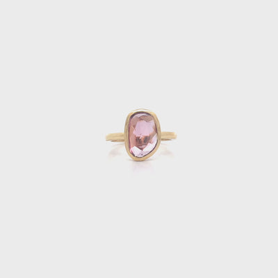 Rough Cut Pink Sapphire Solitaire Ring in Yellow Gold | 2.88ct