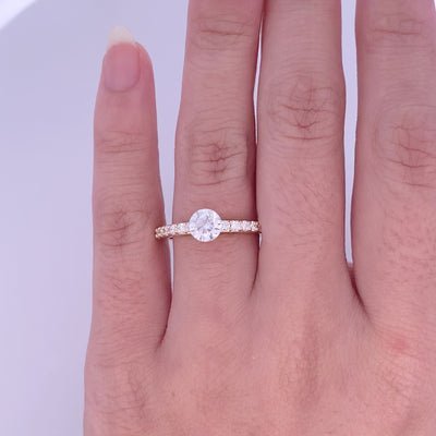The Floeting® Diamond Solitaire with Diamond Set Band in Yellow Gold | 1.26ctw
