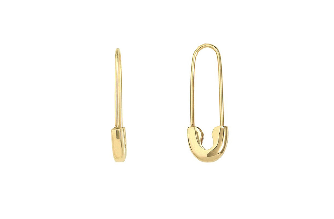 Safety Pin Threader Earrings in Yellow Gold