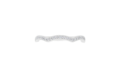 Scalloped Shaped Brilliant Cut Diamond Set Ring in White Gold | 0.13ctw
