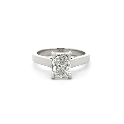 Radiant Cut Diamond Solitaire Ring in Platinum | 1.90ct H SI1
