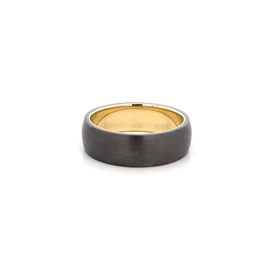 Brushed Tantalum 7.0mm Ring with Gold Inner