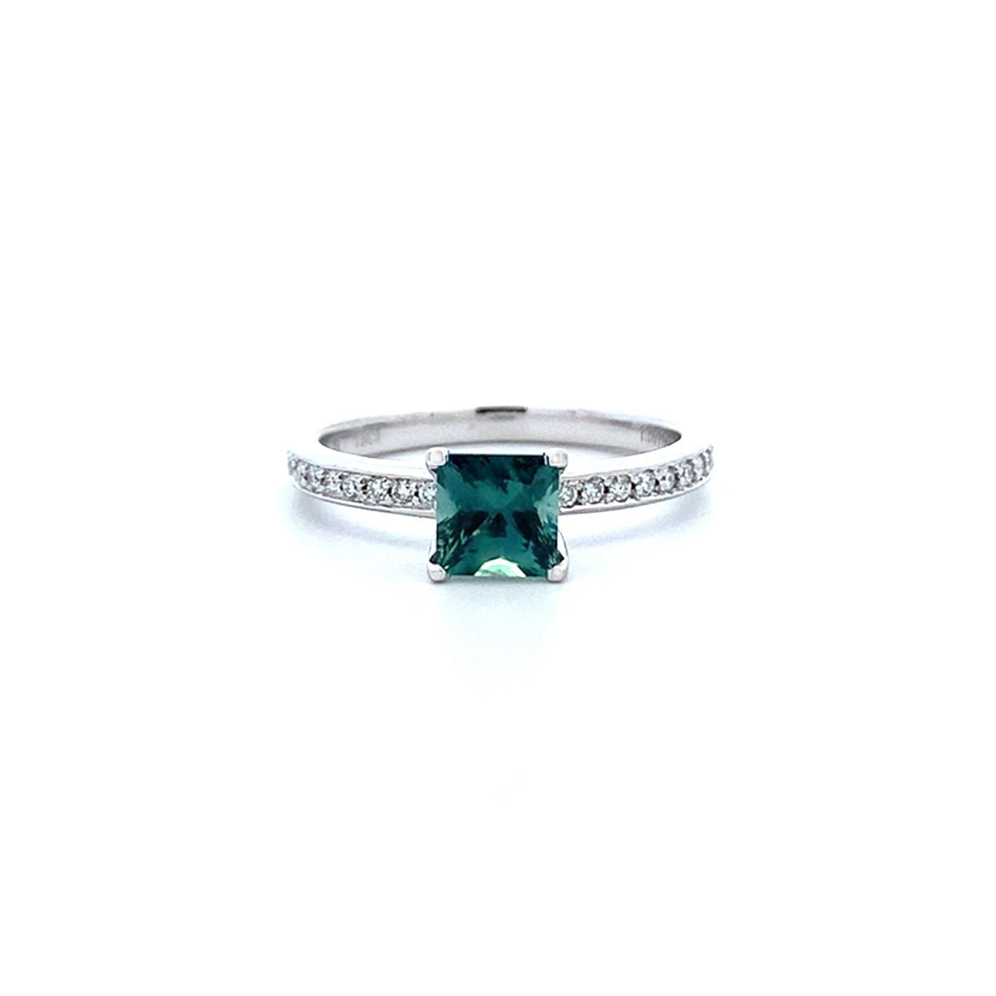 Princess Cut Teal Sapphire Solitaire Ring