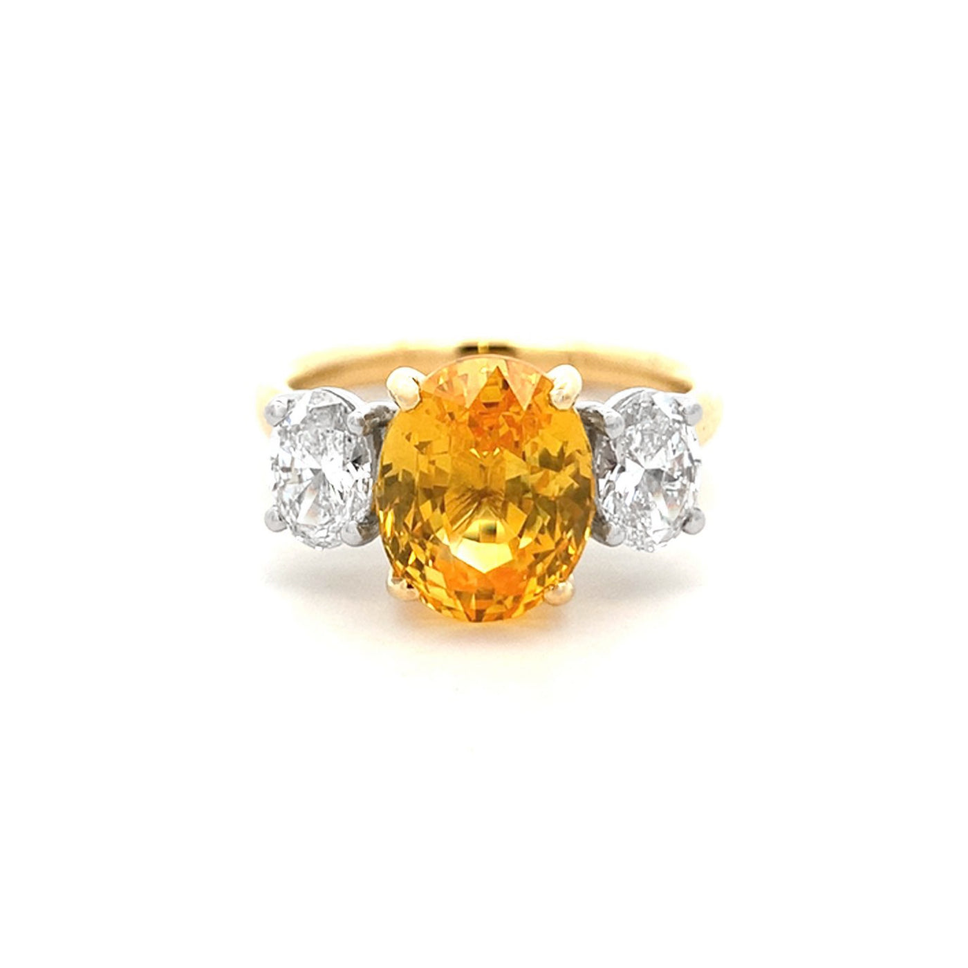 Sapphire and Diamond Three Stone Ring in Yellow Gold | 5.34ct
