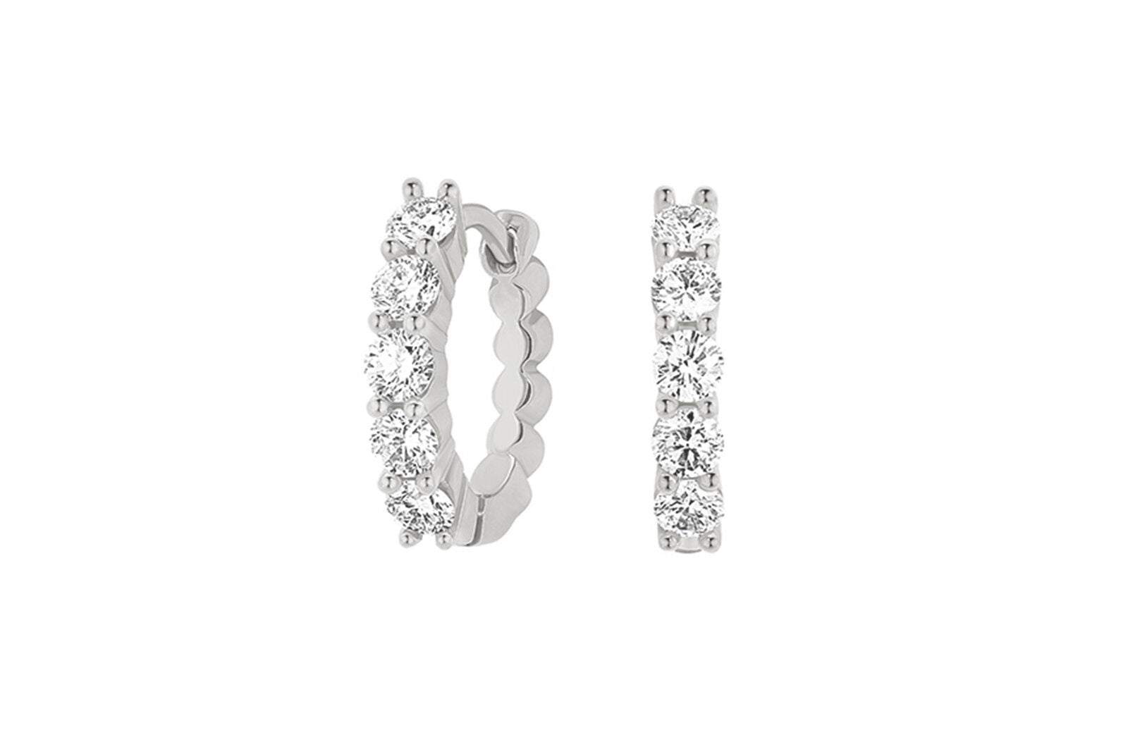 Diamond Claw Set Huggie Earrings in 9ct White Gold main image 1