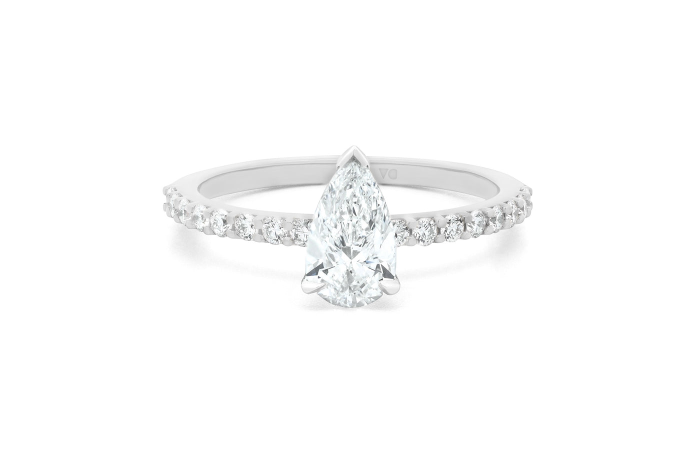 Honour: Pear Cut Diamond Solitaire Ring in Platinum or White Gold
