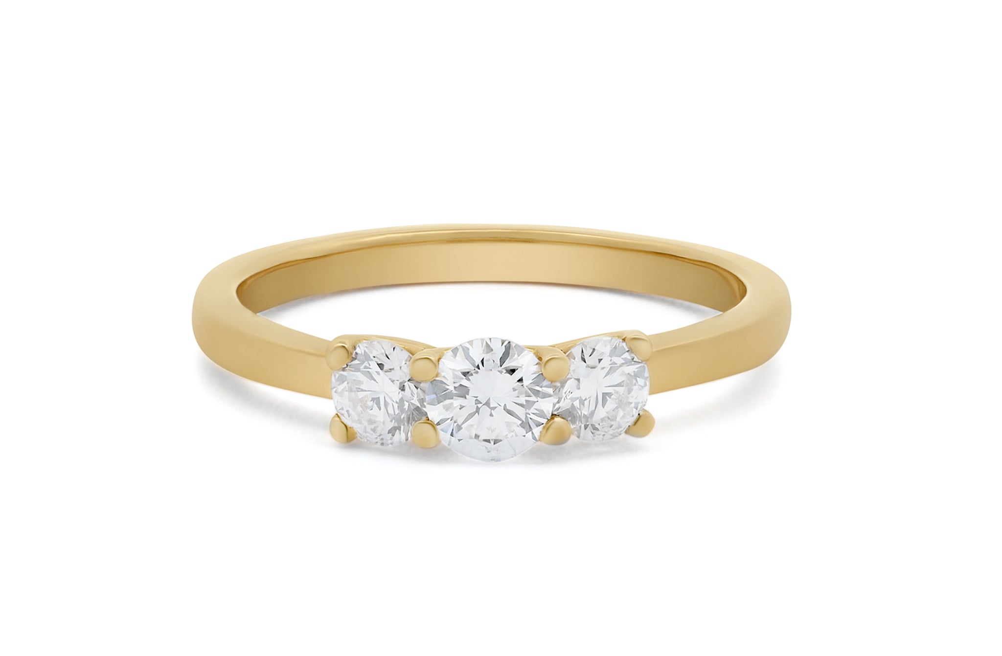 Petite: Brilliant Cut Diamond Three Stone Ring – The Village Goldsmith