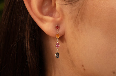 Bloom: Sapphire Drop Earrings in White Gold | 3.10ctw