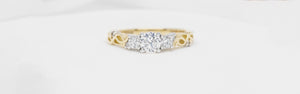 Diamond Three-Stone Engagement Ring in Yellow Gold and Platinum
