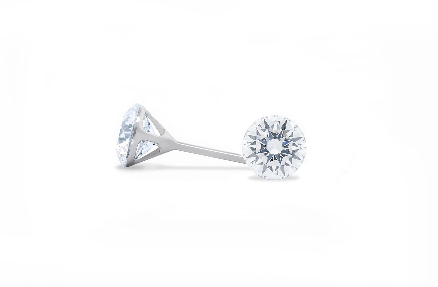 The Floeting® Diamond Stud Earrings | 0.56ctw F VS2, Floeting® Diamond Platform, Clawless diamond, prongless diamond, 