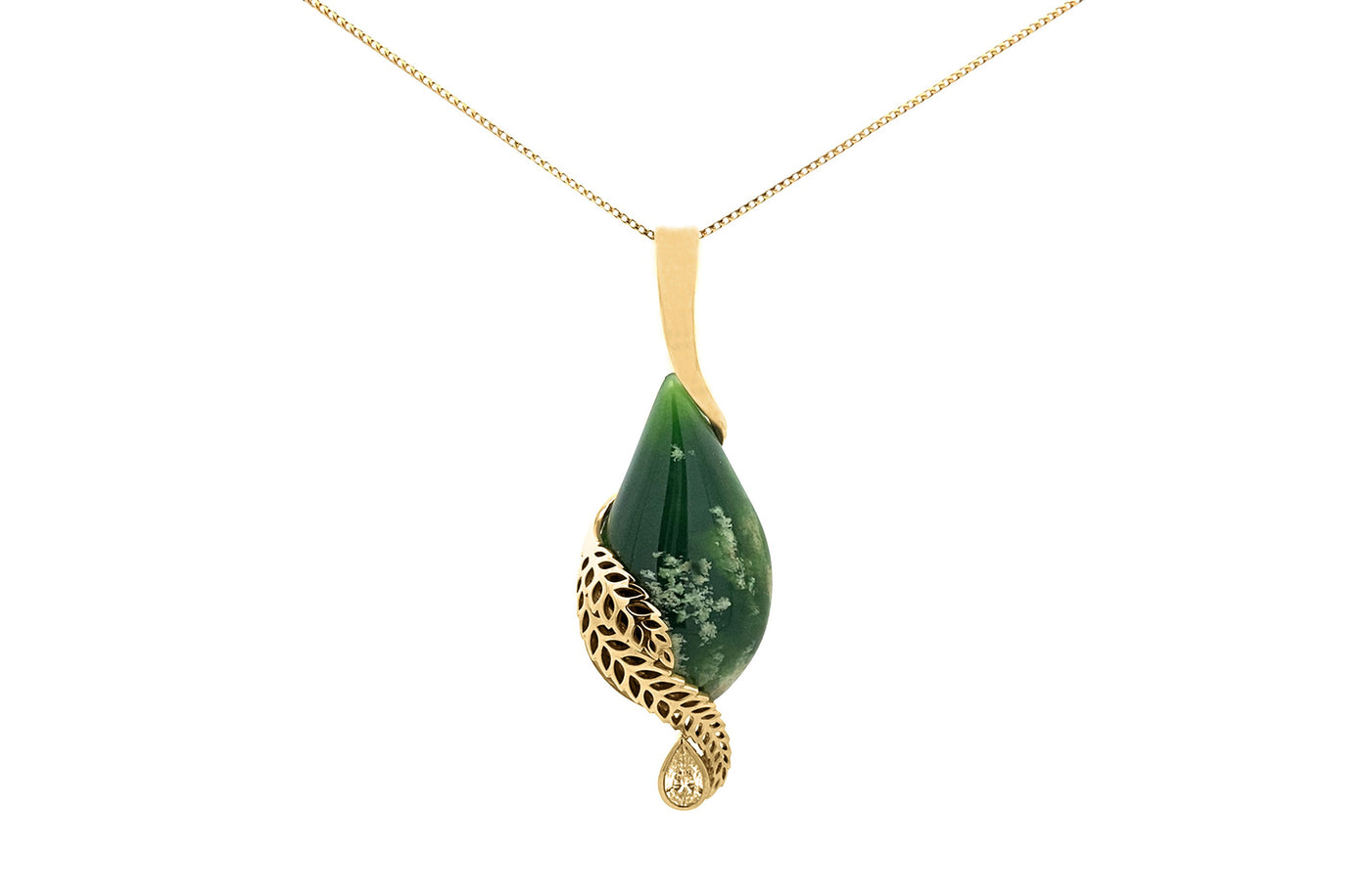 Fern Jade and Diamond Pendant