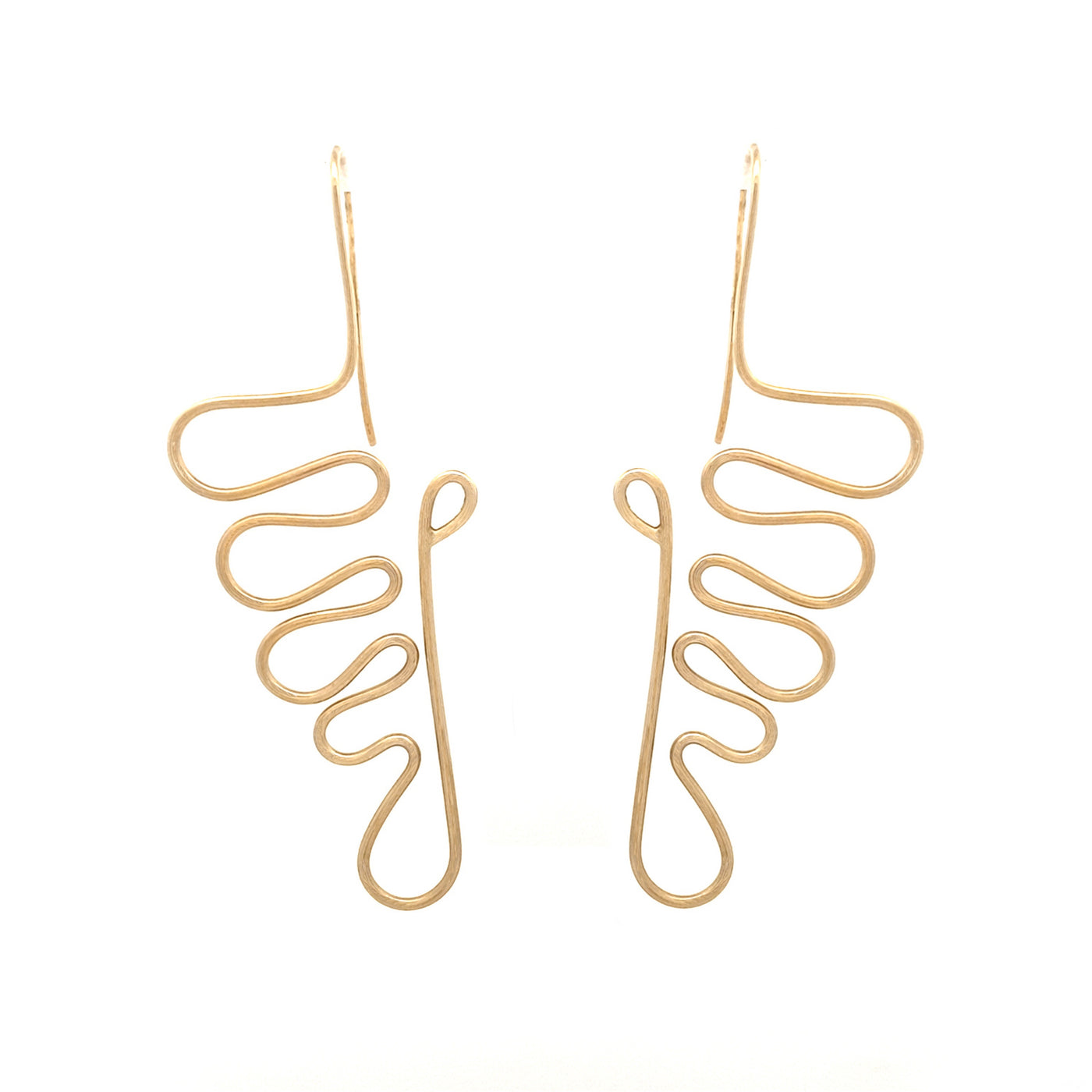 Contemporary Handmade Twirl Earrings in Gold