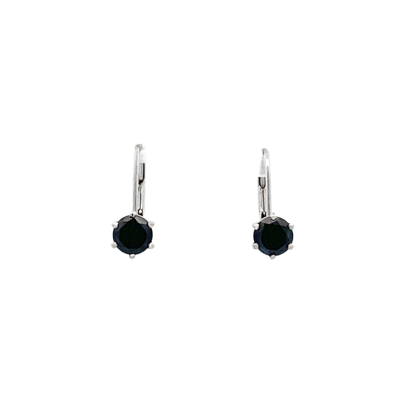 Round Cut Black Spinel Leverback Earrings in White Gold | 1.39ctw