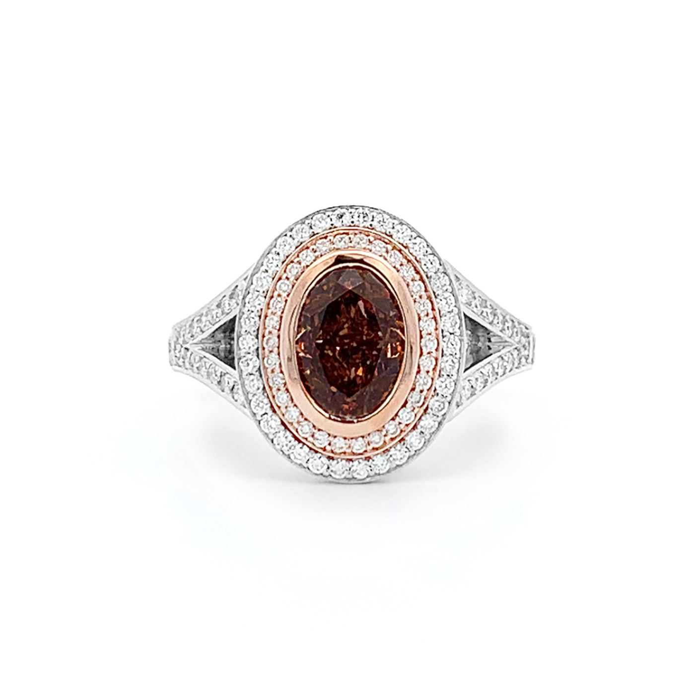 La Bella: Orange Diamond Double Halo Ring