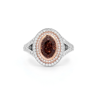 La Bella: Orange Diamond Double Halo Ring