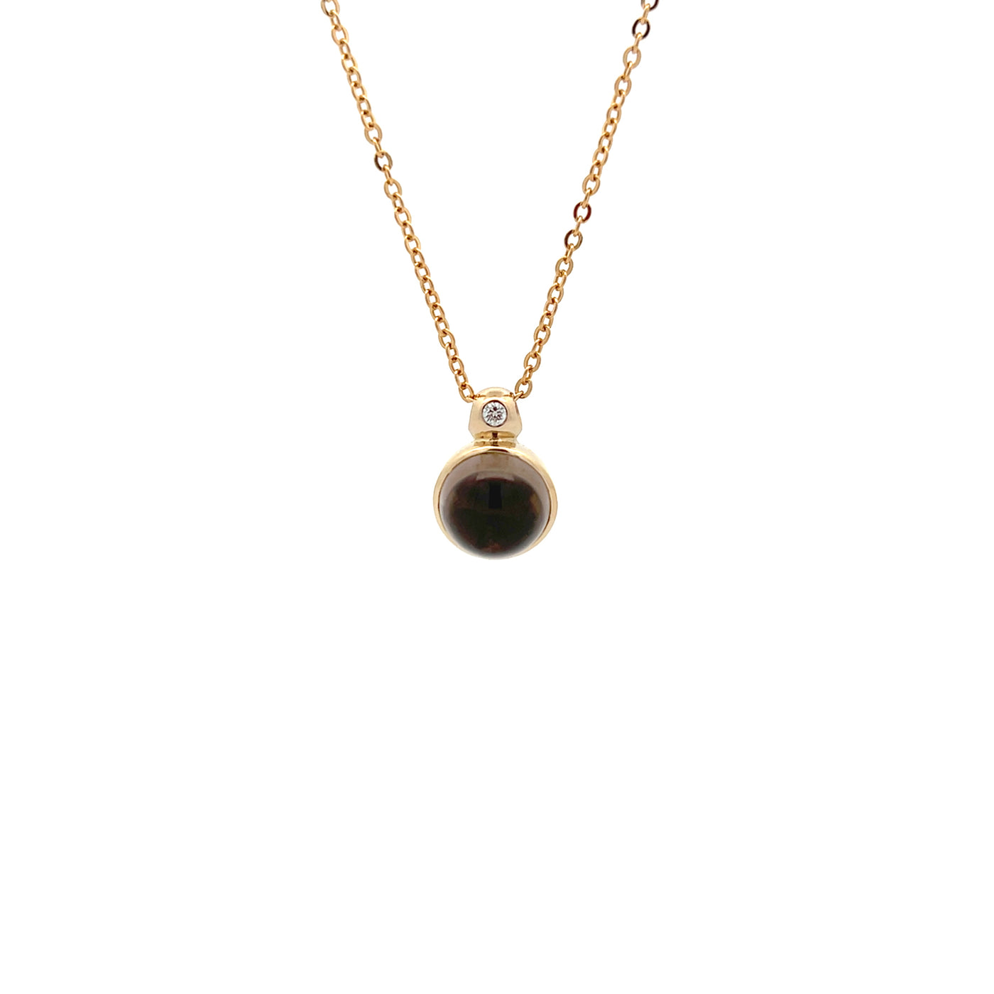Bubble: Smoky Quartz and Diamond Necklace in Yellow Gold
