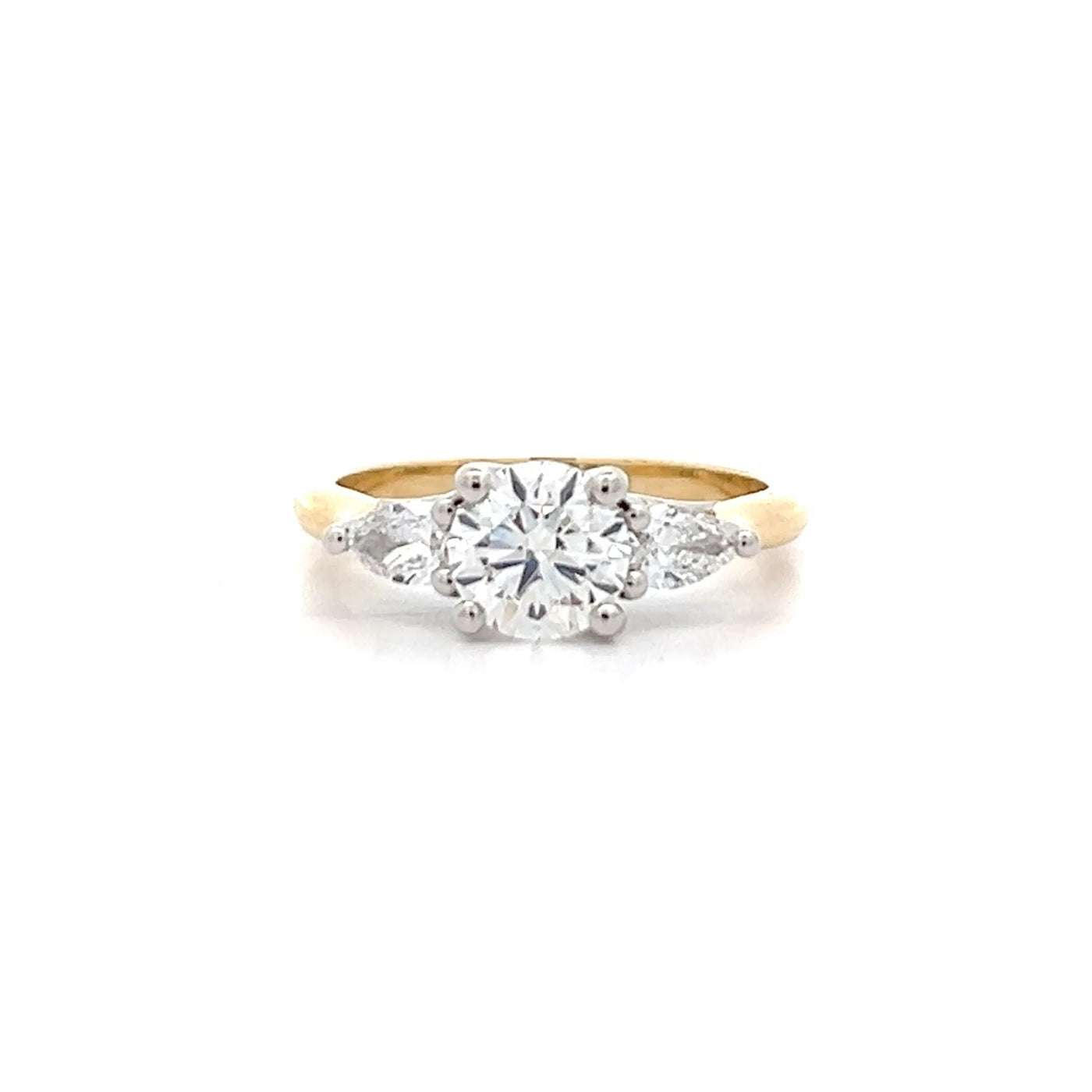 Brilliant Cut Diamond Three Stone Ring in Yellow Gold | 1.16ctw