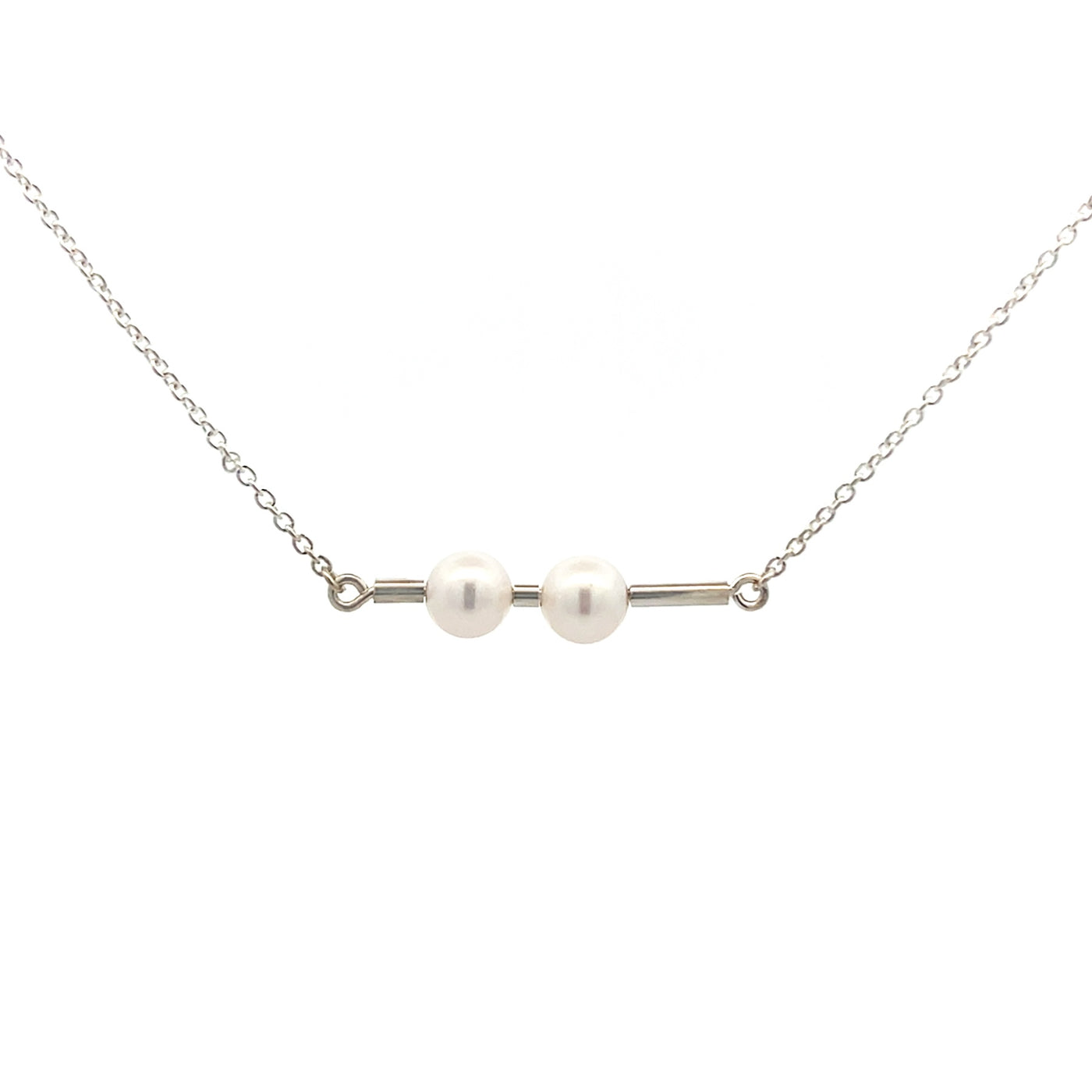 Bravo: Double Pearl Bar Pendant in Sterling Silver