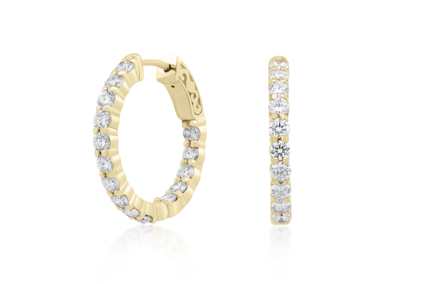 Diamond Set Hoop Earrings in Gold | 1.90ctw