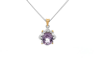 Méduse: Spinel and Diamond Halo Pendant in Rose and White Gold
