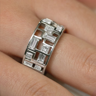 Hopscotch: Diamond Ring in White Gold | 2.11ctw