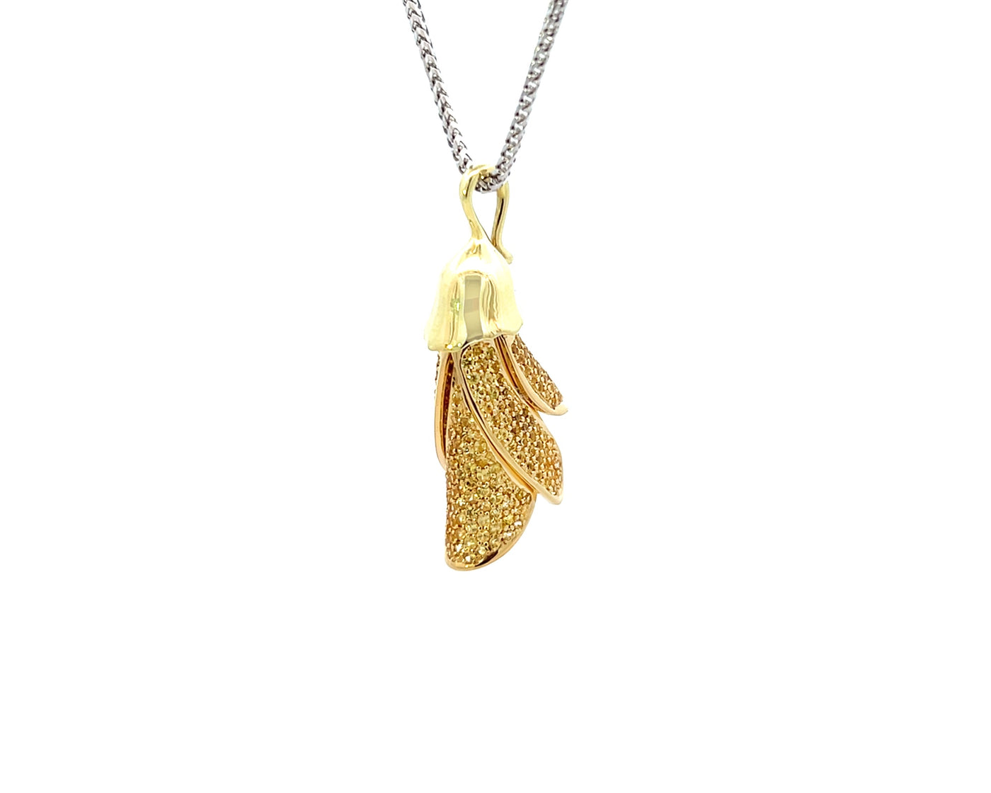 Kōwhai Sapphire Pendant in Yellow and Green Gold | 2.75ctw
